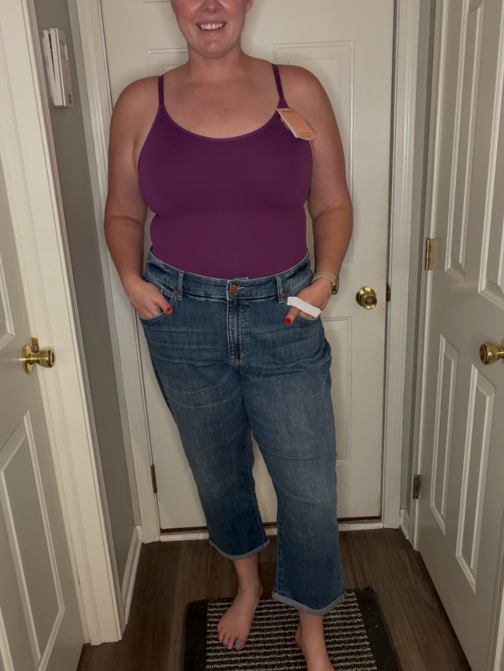 Lane Bryant Cropped Straight-Leg Jeans in Medium Blue